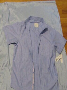 NWT Mexican Made Men's Powder Blue Button Down Short Sleeve SHIRT Small CHEDRAUI